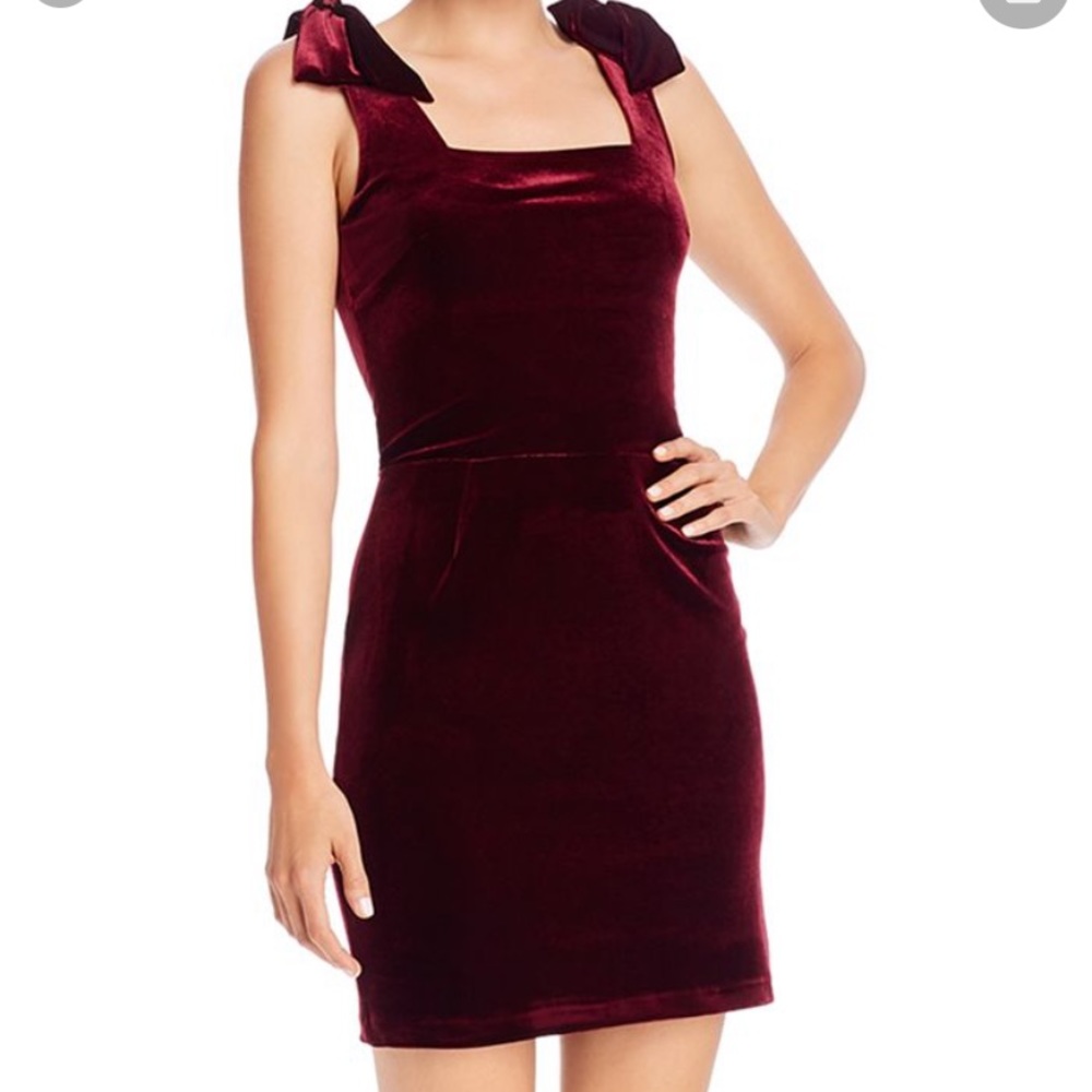Velvet Bow-Detail Mini Dress